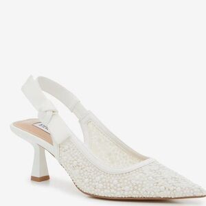 Steve Madden White Embellished Slingback Heels